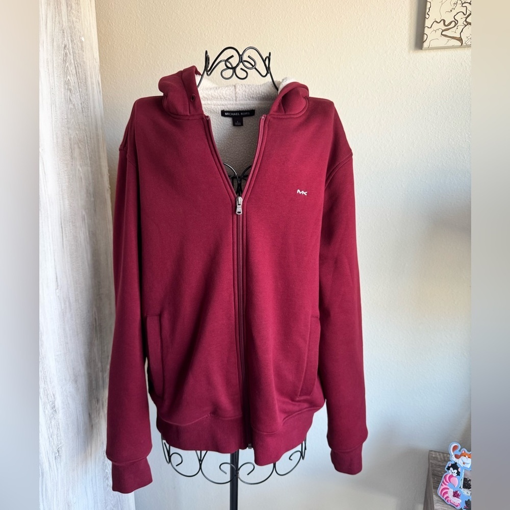 Michael Kors Maroon Fleece-Lined hoodie
